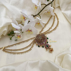 Designer Red Green Jada Billai with Pearl Maatil-G14817