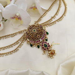 Designer Red Green Jada Billai with Pearl Maatil-G14817