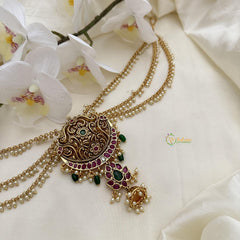 Designer Red Green Jada Billai with Pearl Maatil-G14817