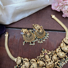 Antique Mayil Lakshmi Addigai-Green Bead-Pearl-G14167