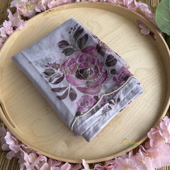 Light Lavender Organza Saree with Golden Embroidery - VS3718