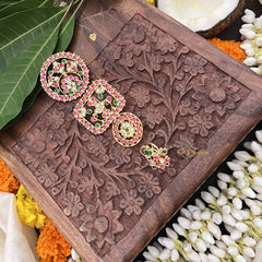 Vriksham Classic Round With Square Floral Style 1 Gram Gold Jada Billai-G20349