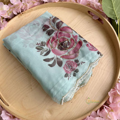 Pista Organza Saree with Golden Embroidery - VS3725