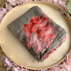 Mehendi Colour Organza Saree with Golden Embroidery - VS3727