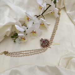 AD Stone Dual Peacock Jada Billai with Pearl Maatil-G14825