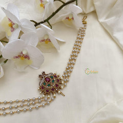 AD Stone Dual Peacock Jada Billai with Pearl Maatil-G14825