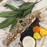 Vriksham Antique Karthikeya Idol Temple With Peacock 1 gm Gold Hipbelt-Red Green-G20356