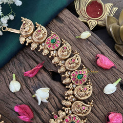 Vriksham Peacock Motif Antique 1 gm Gold Finish Temple Nackiace-G18758