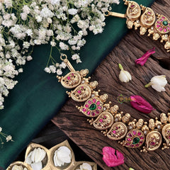 Vriksham Peacock Motif Antique 1 gm Gold Finish Temple Nackiace-G18758