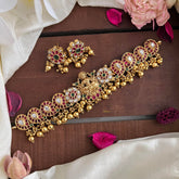 Premium Lakshmi Flower High Neck Choker-Gold Bead-G14174