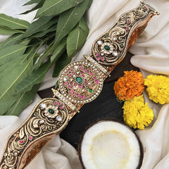 Vriksham Bridal Floral Kundan Design Temple  1 Gram Gold Hipbelt-G20358