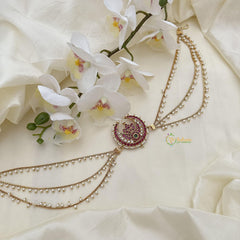 Chandh Premium Jada Bun Billai with Pearl Maatil-Red White Green-G14827