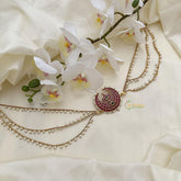 Chandh Premium Jada Bun Billai with Pearl Maatil-Red Green-G14826