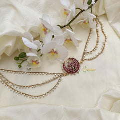 Chandh Premium Jada Bun Billai with Pearl Maatil-Red Green-G14826