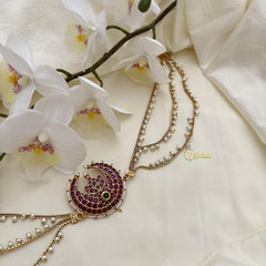 Chandh Premium Jada Bun Billai with Pearl Maatil-Red Green-G14826