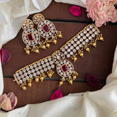 Stylish AD Stone High Neck Choker-Gold Bead-G14177