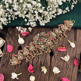 Vriksham Designer Bird Style 1 gm Gold Choker-Red Green & White-Gold Bead-G18747