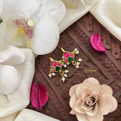 Vriksham Unique Maharashtrian Style Press Bugadi-Red Green-Pearls-J3123