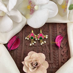 Vriksham Unique Maharashtrian Style Press Bugadi-Red Green-Pearls-J3123