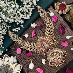 Vriksham Peacock Floral 1 gm Gold Short Neckpiece-G18743