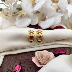 Vriksham Heritage Gold-Plated With Stone Work Bugadi -Red White & Green-G21121