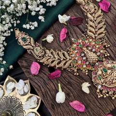 Vriksham Peacock Floral 1 gm Gold Short Neckpiece-G18743