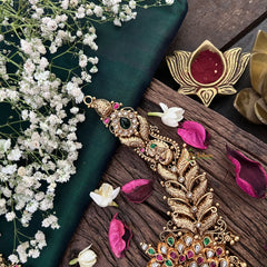 Vriksham Peacock Floral 1 gm Gold Short Neckpiece-G18743