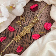 Vriksham Elegant Gold look Peacock & Lakshmi Short Neckpiece-Gold Bead-G21693