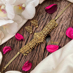 Vriksham Elegant Gold look Peacock & Lakshmi Short Neckpiece-Gold Bead-G21693