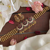 Precious Kemp Flower High Neck Choker-Gold Bead-G14183