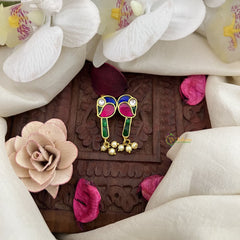 Vriksham Bird Shape Maharashtrian Style Press Bugadi-Red Green & Blue-J3113