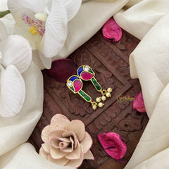 Vriksham Bird Shape Maharashtrian Style Press Bugadi-Red Green & Blue-J3113