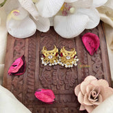 Vriksham Pearl Drop Kundan Jadau Press Bugadi-Red White & Green-G21115