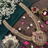 Vriksham Unique Peacock 1 gm Gold Neckpiece-Red Green-Gold Pearl-G18749