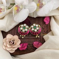 Vriksham Half Moon Floral Maharashtrian Style Press Bugadi-Red Green & White-J3109