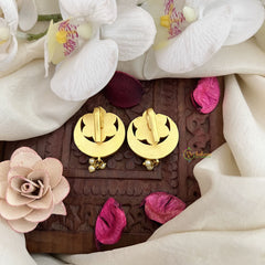 Vriksham Half Moon Floral Maharashtrian Style Press Bugadi-Red Green & White-J3109