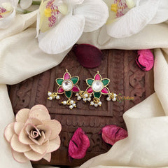 Vriksham Floral Maharashtrian Style Press Bugadi-Red Green & White-Pearls-J3090