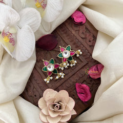 Vriksham Floral Maharashtrian Style Press Bugadi-Red Green & White-Pearls-J3090