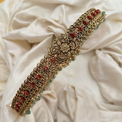 Exquisite Floral Bridal Hip Belt-Aqua Green Beads-Pearl-Coral-G13356