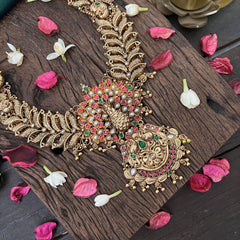 Vriksham Peacock Floral 1 gm Gold Long Neckpiece-G18744