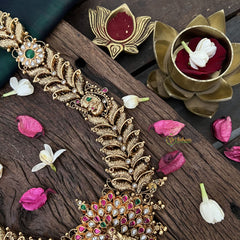 Vriksham Peacock Floral 1 gm Gold Long Neckpiece-G18744