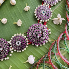 Vriksham Elegant Black Polish Traditional Precious Kemp Pearl Hip Chain-G17567