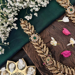 Vriksham Peacock Floral 1 gm Gold Long Neckpiece-G18744