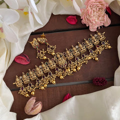 Premium Lakshmi High Neck Choker-Gold Bead-G14188
