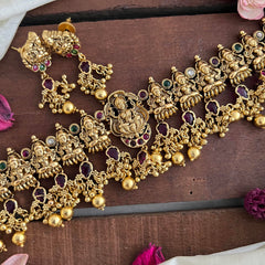 Premium Lakshmi High Neck Choker-Gold Bead-G14188