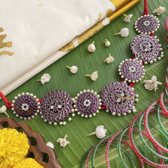 Vriksham Elegant Black Polish Traditional Precious Kemp Pearl Hip Chain-G17567