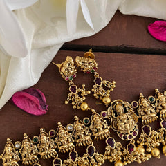 Premium Lakshmi High Neck Choker-Gold Bead-G14188