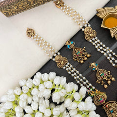 Vriksham Majestic Pearl Moti Mala With Heritage Nakshi Work Lakshmi Pendant Long Neckpiece-G22427