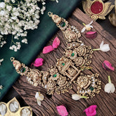 Vriksham Classic Peacock 1 gm Gold Finish Lakshmi Necklace-Green-Gold Bead-G18763