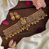 Elegant Gold Alike Lakshmi High Neck Choker-Gold Bead-G14189